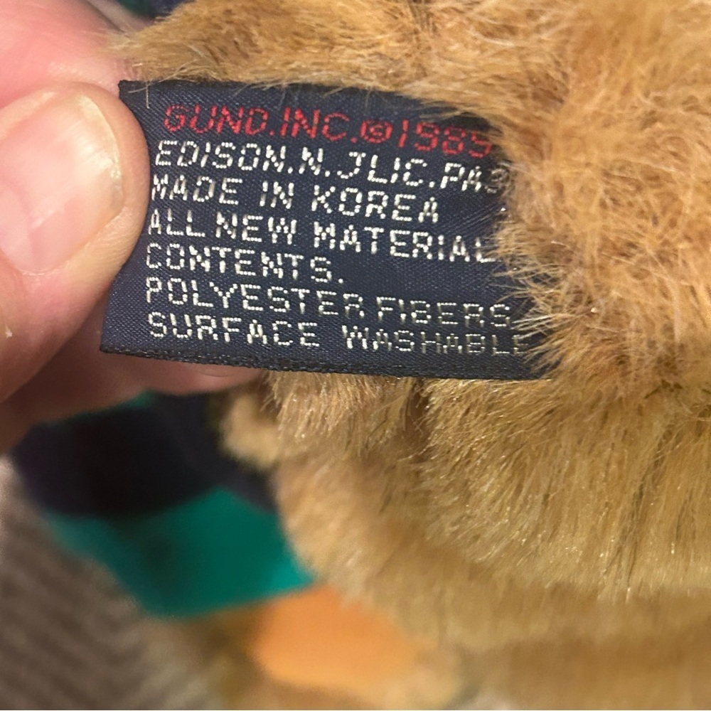 Vintage 1989 Lands End Gund Teddy Bear Rugby Plush Green Blue Polo 14” - Picture 4 of 8